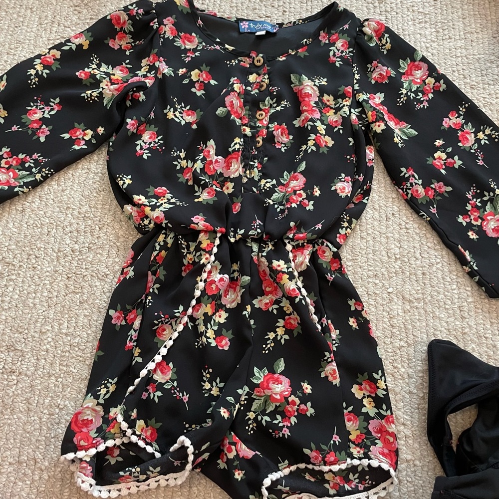 Truly Me Flower Romper with Long Sleeves